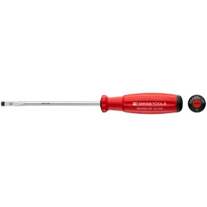 Tournevis plat PB SwissGrip, lame 120mm, taille 3, avec manche rouge.