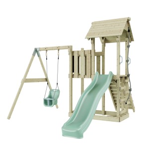 PolarPlay altalena per neonati Bergen verde menta con scivolo e torre di arrampicata per il giardino.