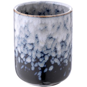 Blauer Wenko Zahnputzbecher Rosali aus Keramik mit Farbverlauf.