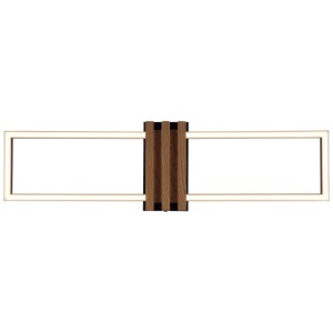 Plafonnier LED moderne Dakari en noir mat et marron foncé aspect bois.