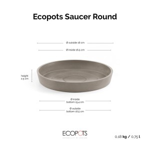 Soucoupe Ecopots, gris-brun, Ø 20 cm, pour pots de fleurs, protège les surfaces.