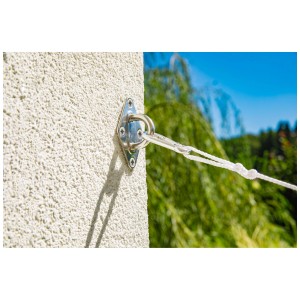 Corde pour voile d'ombrage Windhager, polypropylène, Ø 4 mm, longueur 10 m, fixée sur support mural.