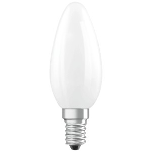 Matte LED-Lampe in Kerzenform mit E14-Sockel, warmweißes Licht für gemütliche Atmosphäre.