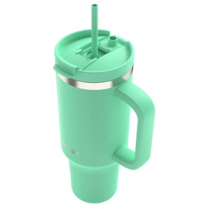Bicchiere termico Contigo Thermalock verde menta (1200 ml) con coperchio e cannuccia.