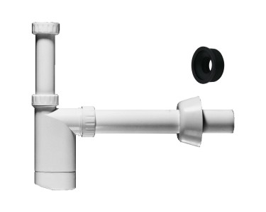 Waschtisch-Siphon (1 ¼″, Durchmesser: 32 mm, Kunststoff, Weiß