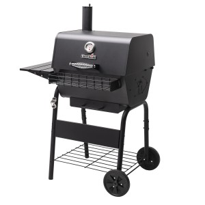 Barbecue au charbon de bois Char-Broil Charcoal M avec étagère, thermomètre et grille à charbon réglable.
