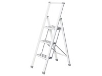 Klappleiter 3 Stufen Aluminium Weiss / Grau Höhe 127 cm