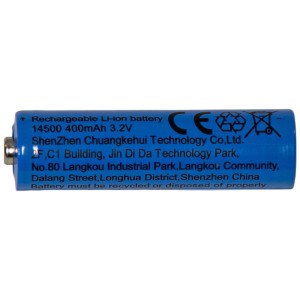 Pile rechargeable AA bleue Star Trading, 3,2V, 400mAh. Batterie rechargeable pour produits solaires.