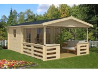 Alpholz Gartenhaus Lappland-40 B Satteldach 400 cm x 594 cm Hellbraun