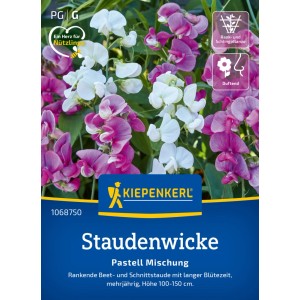 Kiepenkerl Graines de gesse vivace mélange pastel avec fleurs blanches et roses.