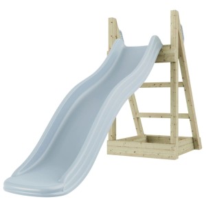 Scivolo OutdoorToys Fuchs, 175 cm, scivolo in plastica blu ghiaccio con struttura in legno e scala.