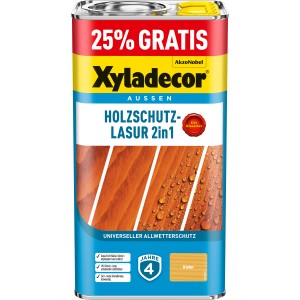 Xyladecor Lasure de protection bois 2en1, 5L Pin, pour une protection et une couleur durables en extérieur.