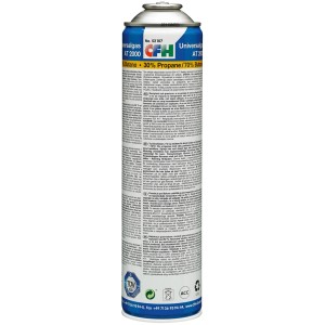 Cartuccia gas universale 330g/600ml per bruciatori erbacce, ideale per giardinieri biologici.