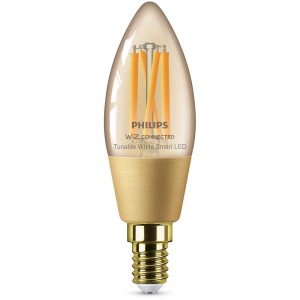 Philips Smart LED Candela Filament Ambra, dimmerabile, E14, 25W. Illuminazione smart per un'atmosfera accogliente.
