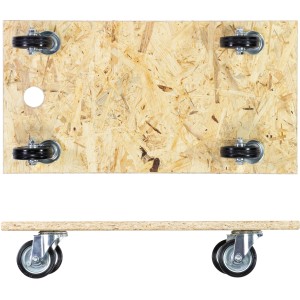 Wagner Transporthilfe 1140 avec panneau OSB, capacité de charge 250 kg et quatre roues.