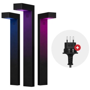 Hombli Smart illuminazione vialetto, set da 3, alluminio nero, con illuminazione RGB colorata.