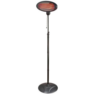 Chauffage de terrasse Sonnenkönig Gustav, noir, réglable en hauteur, pour terrasse et balcon.