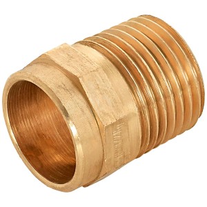 Raccordo a saldare in ottone rosso, 18 x 21 mm (R 1/2), per tubi in rame.