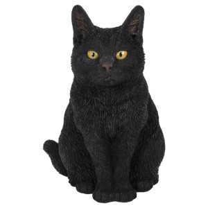 Schwarze, sitzende Deko-Katze (Höhe 20 cm) von Vivid Arts für die Gartendekoration.