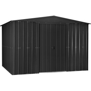 Abri de jardin en métal anthracite, 295x237 cm, avec double porte. Idéal pour le rangement extérieur.