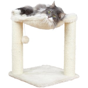 Arbre à chat crème Trixie Baza (50 cm) avec chat dans l'espace de repos.