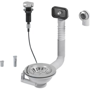 Kit de bonde Prevex avec commande rotative, 1 1/2", chrome, pour évier.