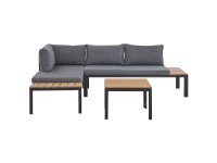 Beliani Garten-Ecksofa 4 Sitzer mit Tisch Pienza II Grau