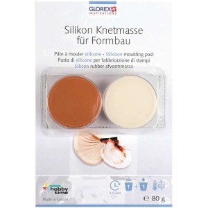 Pâte à modeler silicone pour moulage, 2 couleurs (marron, beige), 2x40g, pour mouler de petits objets.