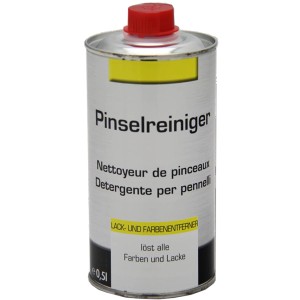 Pinselreiniger, farblos, 500 ml Flasche zur Reinigung von Pinseln und Farbrollen.