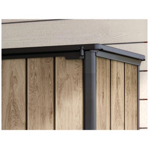Vue détaillée : Abri de jardin Keter Ashwood Alto aspect bois et cadre noir.
