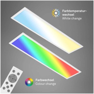 Panneau LED Brilo avec changement de couleur et télécommande, différentes couleurs de lumière.