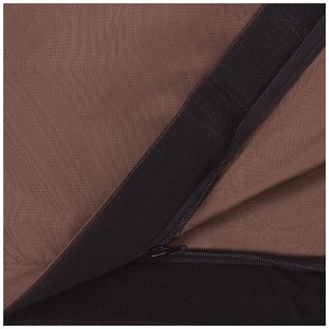 Dettaglio: Pouf Beliani Fuzzy marrone con cerniera e chiusura a velcro.