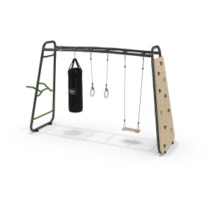 Exit Monkeybar GetSet MB320 parco giochi con altalena, parete da arrampicata, sacco da boxe e anelli da ginnastica.