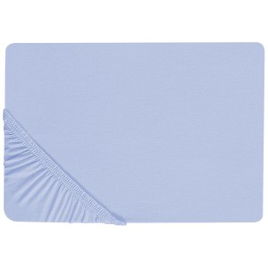 Lenzuolo con angoli Janbu blu in cotone, 140x200 cm, per letti matrimoniali piccoli.