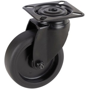 Roue pivotante design noire Doerner + Helmer, Ø 5 cm, hauteur 7,5 cm.