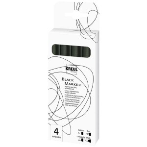 Kreul Black Marker 4er-Set: Schwarze Stifte mit verschiedenen Spitzen für Skizzen und Illustrationen.