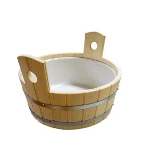 Finntherm vasca per piedi sauna in legno di abete, Ø 37cm, con inserto in plastica per una facile pulizia.