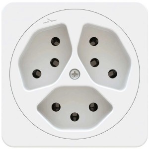 Prise en saillie maxONE avec 3 connexions T13, blanc. Pour montage mural.