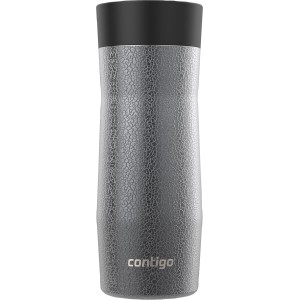 Tazza termica Contigo West Loop 3.0 in acciaio inox, 470 ml, argento con finitura testurizzata e coperchio nero.
