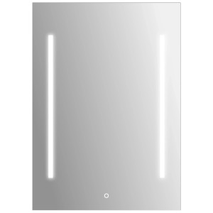Specchio luminoso LED rettangolare Sirius I con strisce luminose laterali e interruttore a sfioramento.