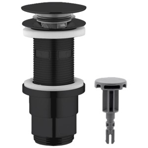 Diaqua Valvola di scarico universale 2in1, plastica, nero opaco, Ø 63 mm. Tappo lavandino con adattatore.