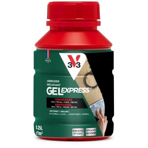 Super-Abbeizer Universal 250ml dans un récipient vert avec un couvercle rouge. Enlève les peintures et vernis.
