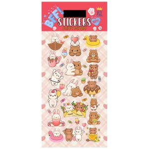 Stickers Puffy "My BFF" 8,5x19,5cm avec motifs lapins et ours.