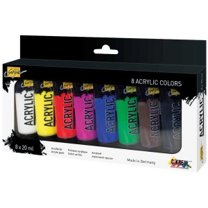 Solo Goya Acrylfarben 8er Set, 20ml Tuben in verschiedenen Farben, Malzubehör.