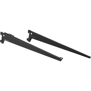 Set di staffe angolari in metallo nero, 38 cm, per mensole e guide a parete.