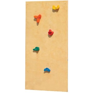Mur d'escalade pour tour de jeu Karibu Luis avec prises colorées.