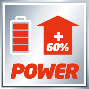 Symbole batterie Einhell Power X-Change : Indicateur de batterie, 60 % de puissance supplémentaire.
