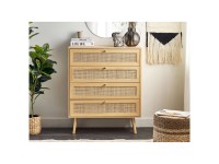 Beliani Kommode Perote Rattan Hellbraun (HxBxT) 97 x 80 x 38 cm