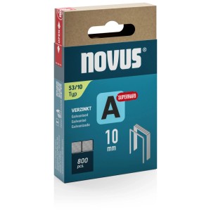 Novus Feindrahtklammern A 53, 10 mm, 800 Stück, superhart, verzinkt, in Kartonverpackung.