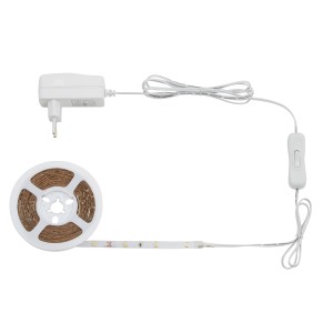LED-Band Weiss, 5m Rolle mit 150 LEDs, Trafo und Schalter für den Innenbereich.
